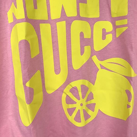 NWT Gucci Lemon Gucci print T-shirt Size XXS Pink - Picture 11 of 16